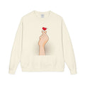 Korean Finger Heart Sweatshirt – Minimal Cute Graphic Crewneck