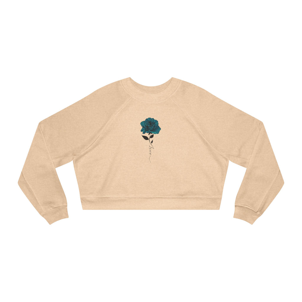 Cropped Pullover — Teal Rose Graphic Women's Sweatshirt