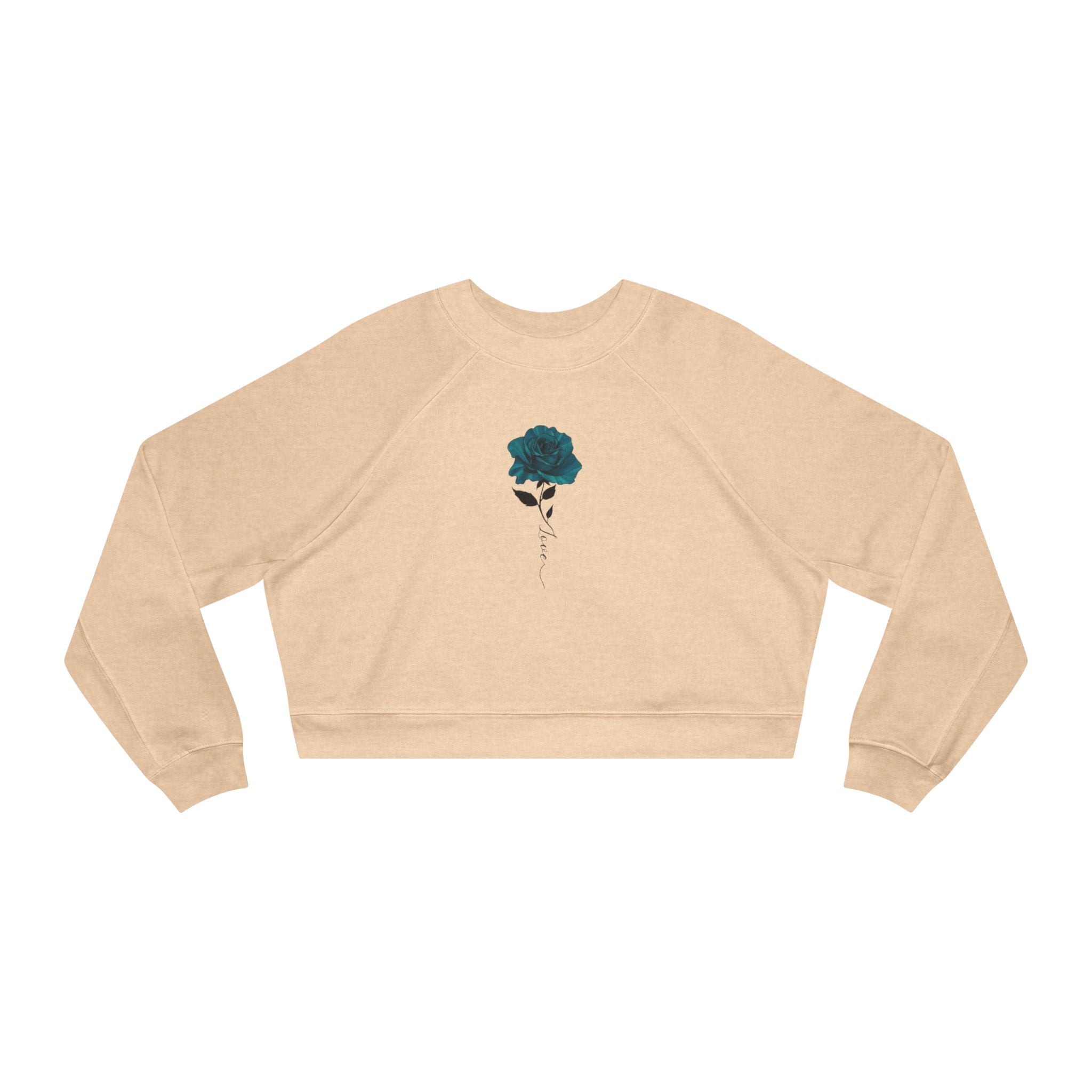 Cropped Pullover — Teal Rose Graphic Women's Sweatshirt