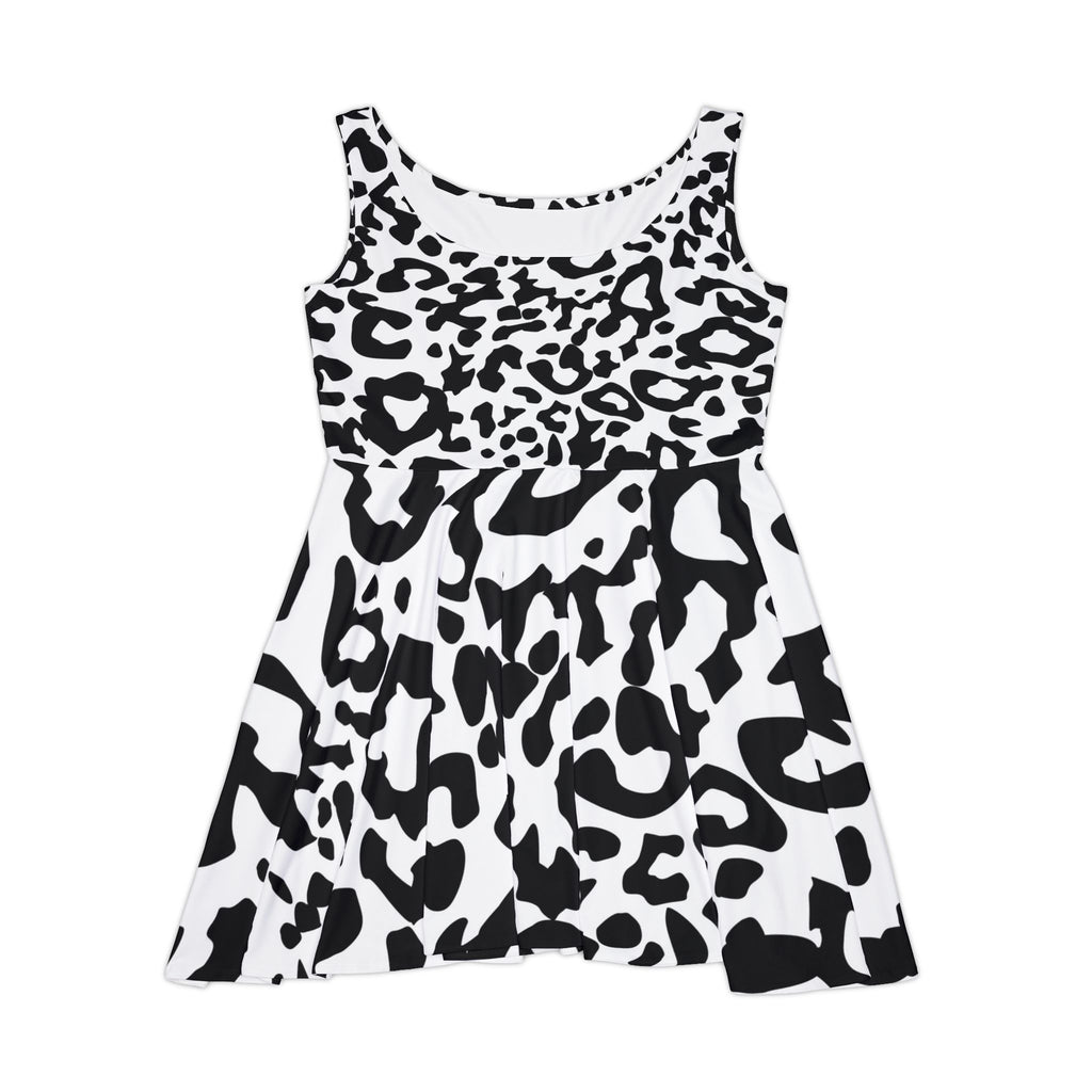 Black & White Leopard Skater Dress — Women's Animal Print Summer Dress