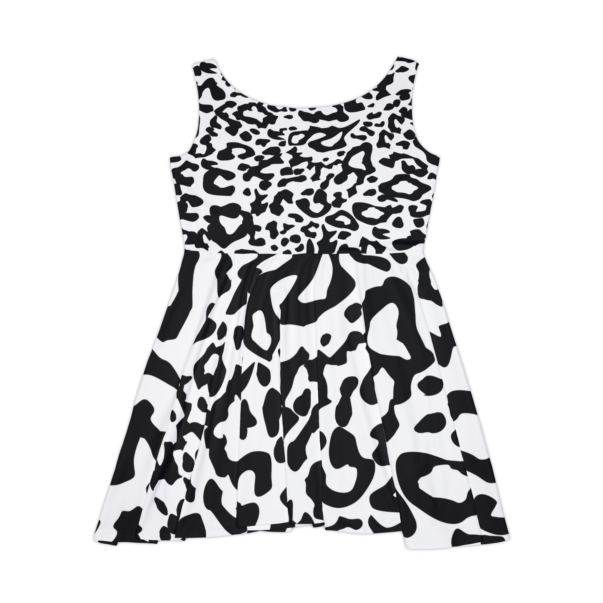 Black & White Leopard Skater Dress — Women's Animal Print Summer Dress