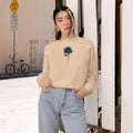 Cropped Pullover — Teal Rose Graphic Women's Sweatshirt