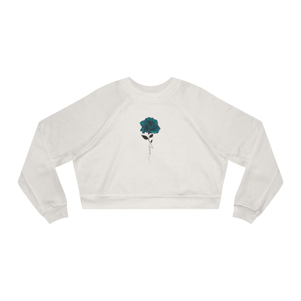 Cropped Pullover — Teal Rose Graphic Women's Sweatshirt