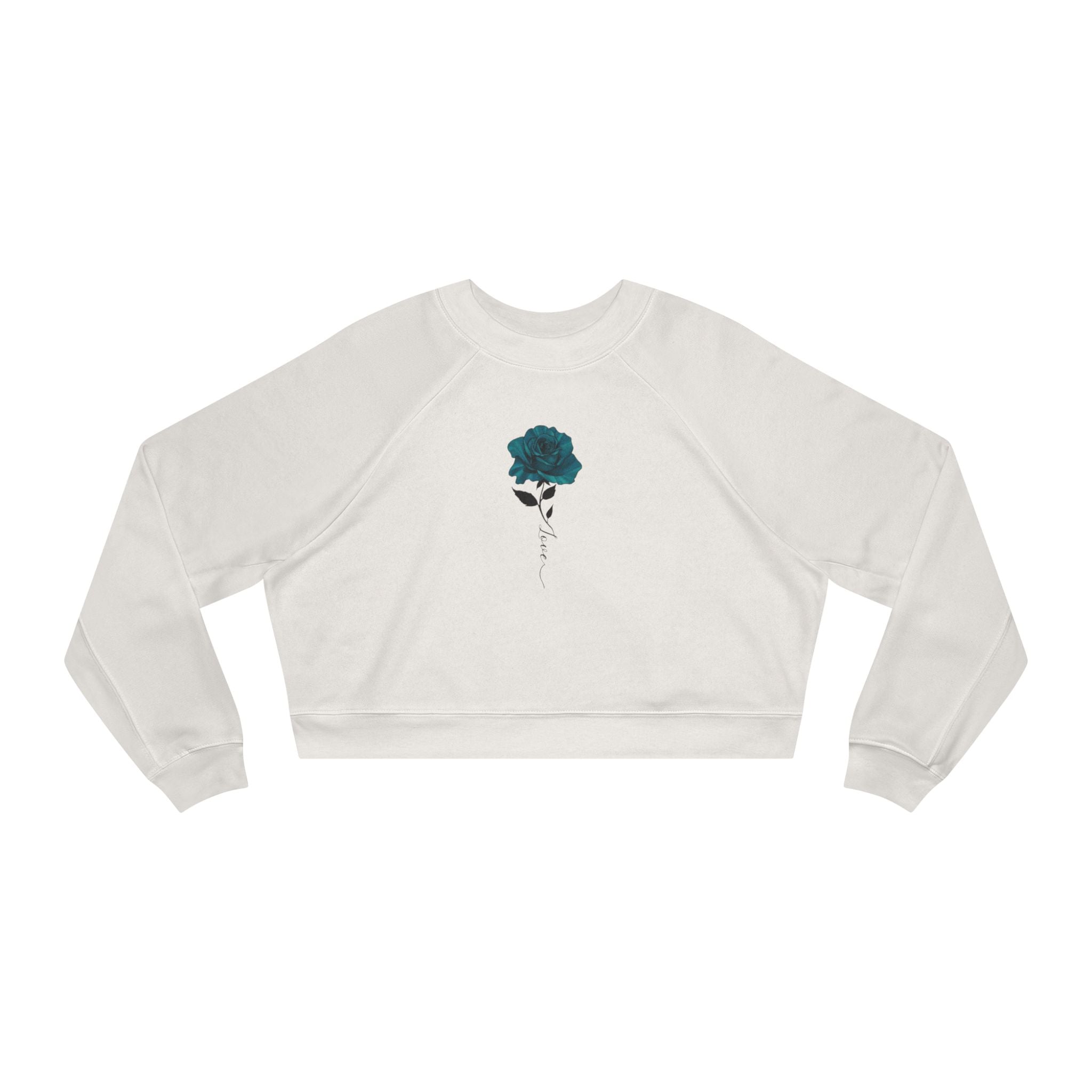 Cropped Pullover — Teal Rose Graphic Women's Sweatshirt