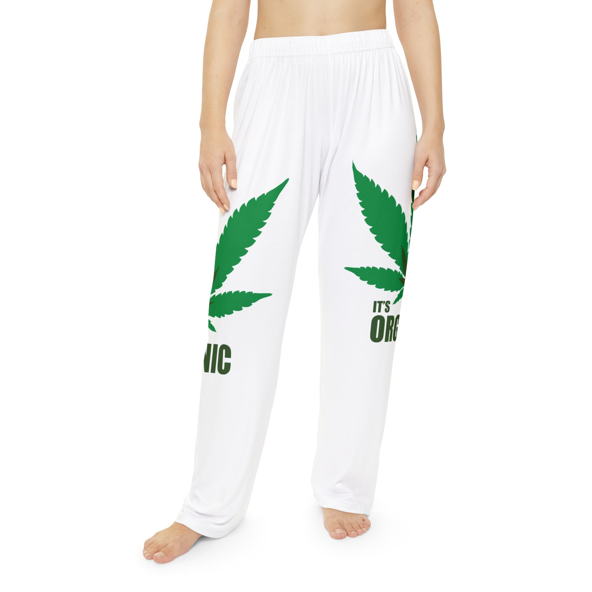 Organic Leaf Women's Pajama Pants — 'It's Organic' All-Over Print